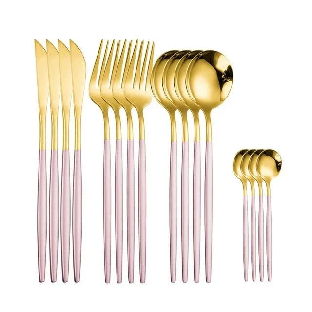 16pcs pink gold