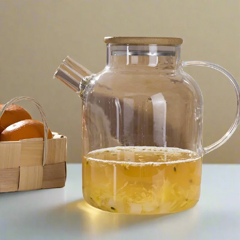 Clear Glass Teapot with Bamboo Lid 1.8 Litre