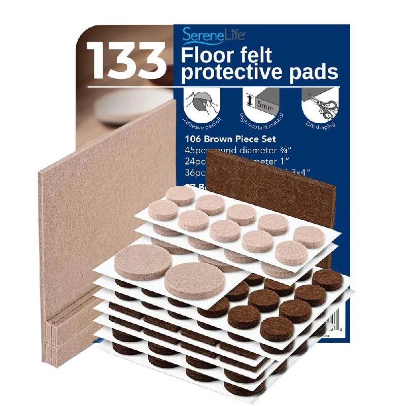 133 Pcs. Felt Furniture Pads - Protect Various Floors Including Hardwood, Laminate, Tile, And Vinyl