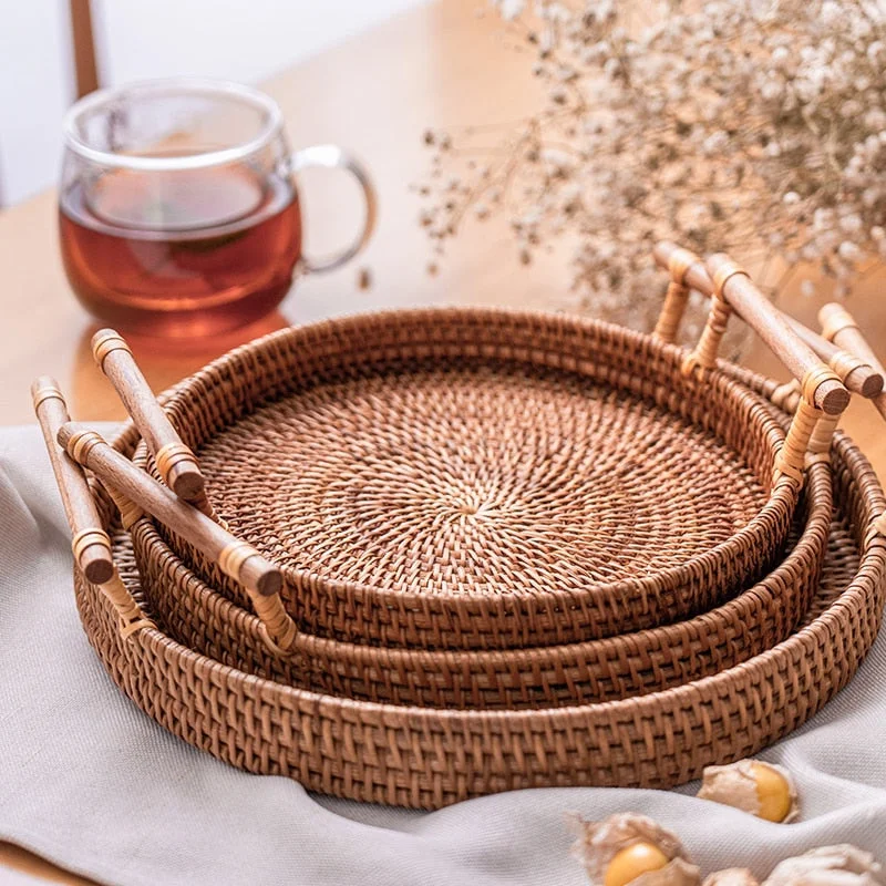 Round Wicker Tray