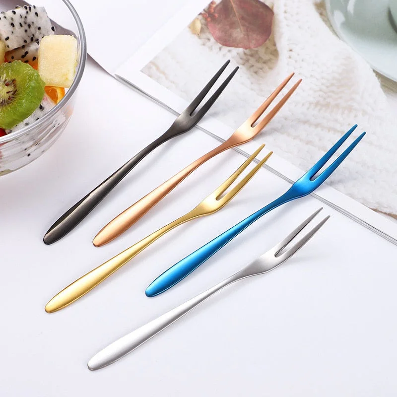 Two-tine Fork Fruit Fork set Tableware Multiple Snack Dessert Forks