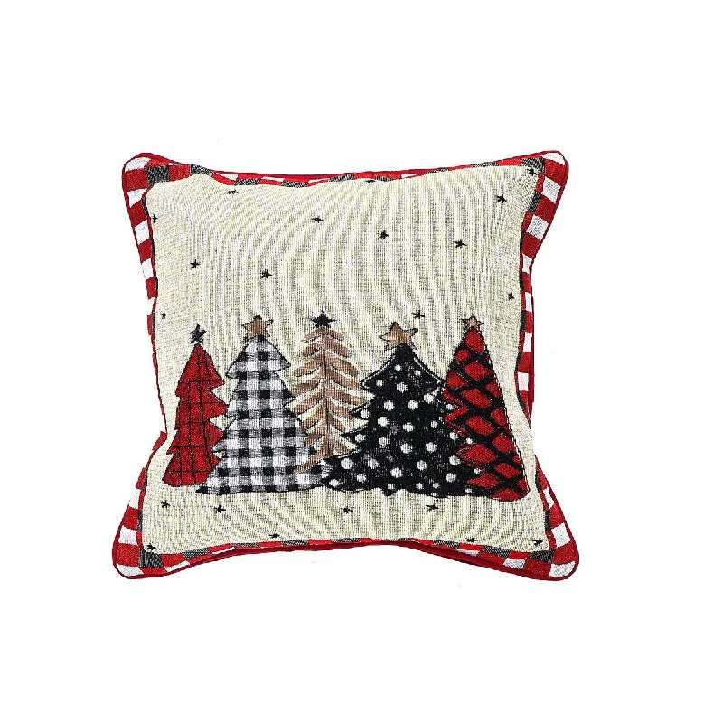 Christmas Tapestry Cushion Buffalo Trees 18X18 - Set of 2