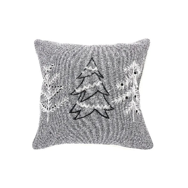 Christmas Tapestry Cushion Gray Trees 18X18 - Set of 2