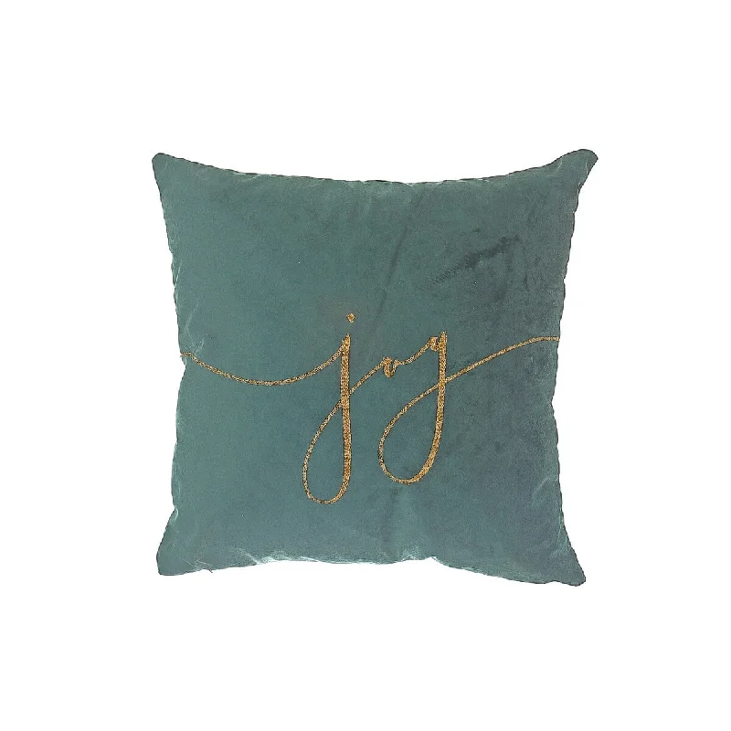 Christmas Velvet Joy Embroidered Cushion Green 18X18 - Set of 2