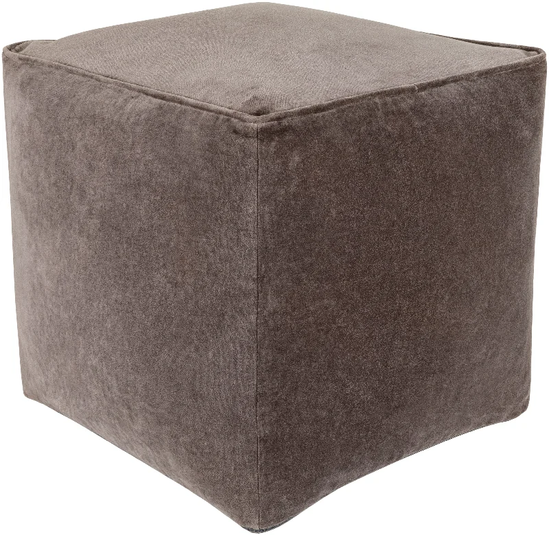 Cotton Grey Velvet Pouf