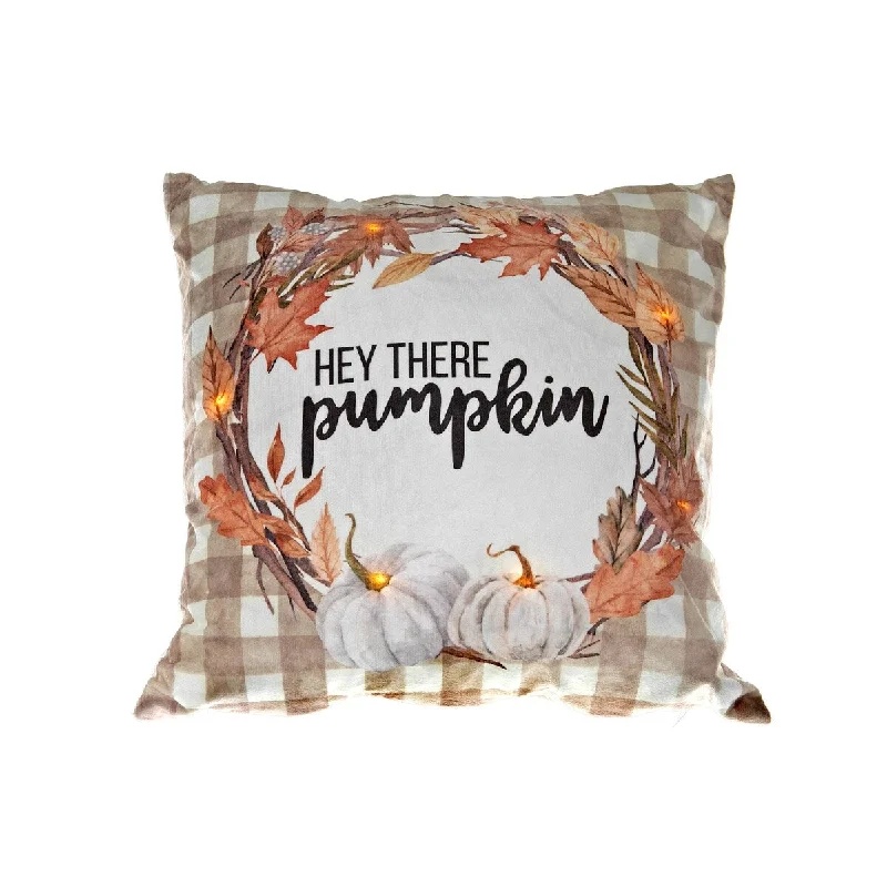 Led Velvet Cushion (Hey There Pumpkin) (18 X 18) - Set of 2