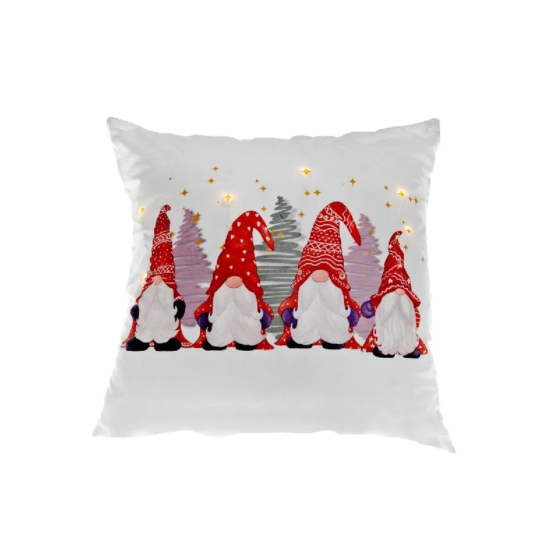 Led Velvet Cushion (Quadruple Gnome) (18 X 18) - Set of 2