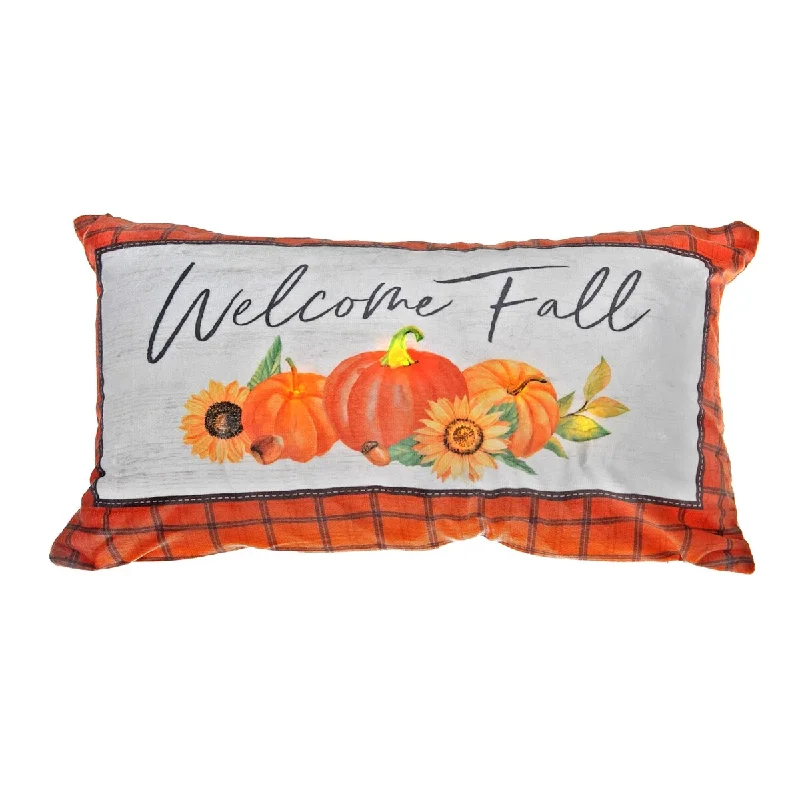 Led Velvet Cushion (Welcome Fall) (12 X 20) - Set of 2