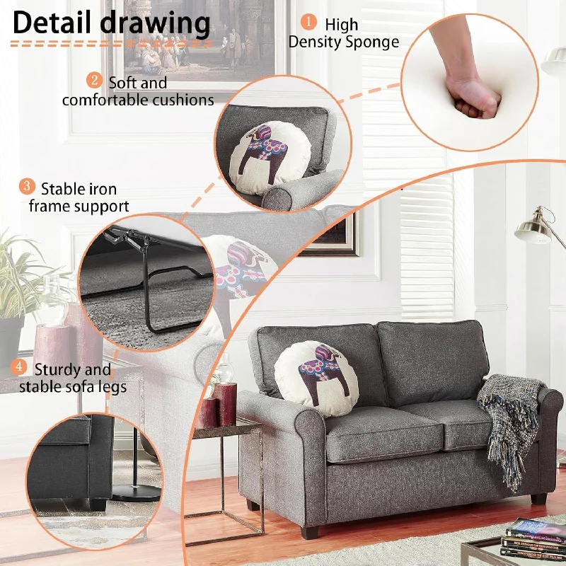 Memory Foam Sofa Sleeper with Rolled Arms