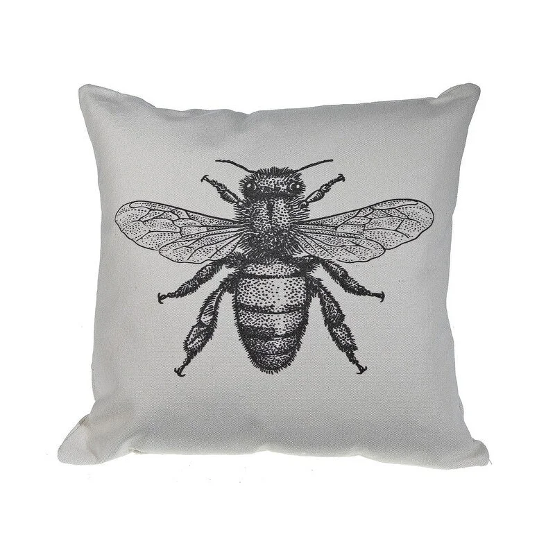 Polycotton Cushion With Side Zipper (bee) - Set Of 2