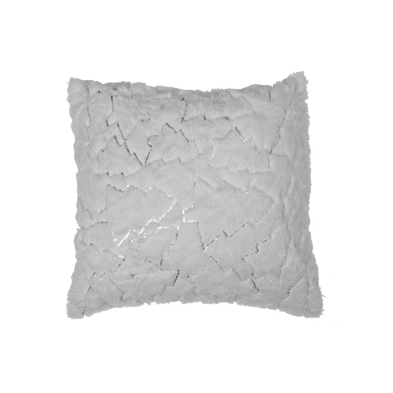 Sequined Tree Fleece Cushion (White) - Set of 2