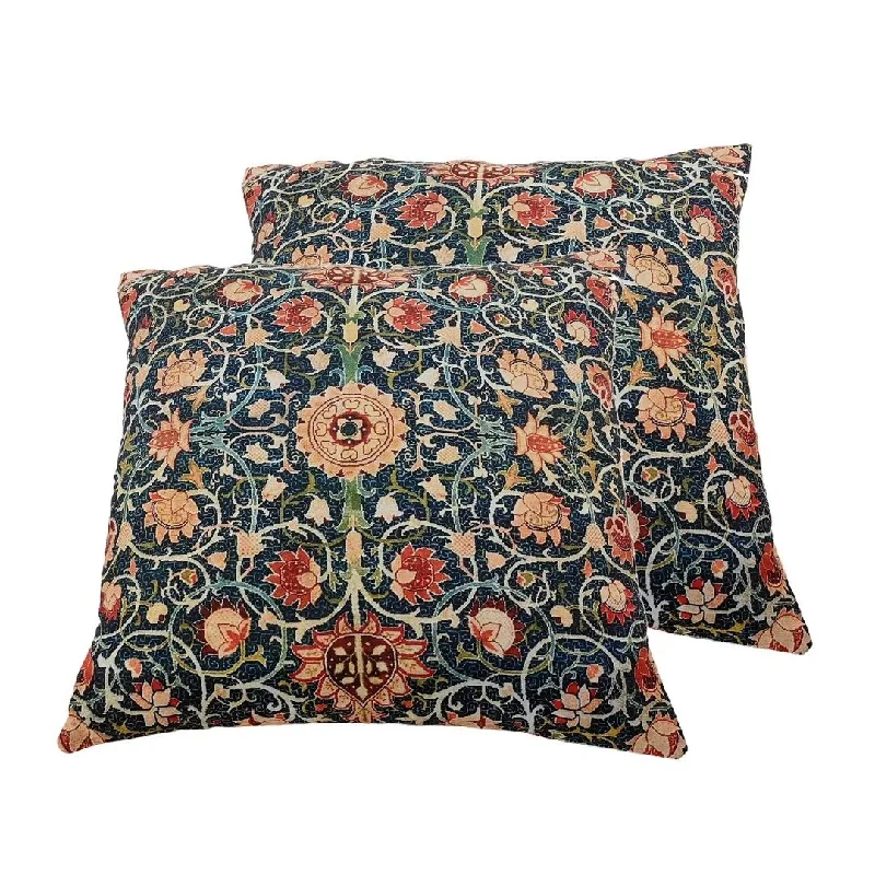 Set of 2pcs Multi Color Flower Pattern Polyester Cushion Cover Ultra