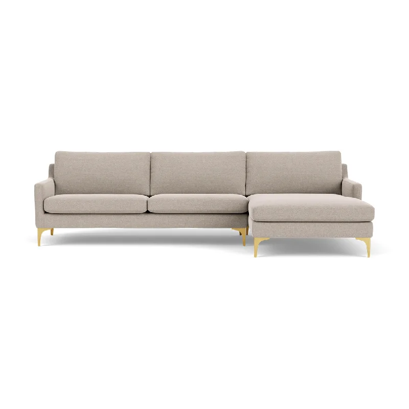 Astha Fabric Right Chaise Sofa (Brass Metal, Agnes Brown)