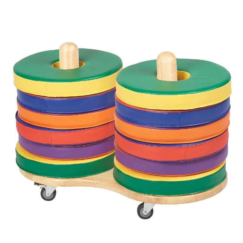 SoftScape Kids' Donut Cushions with Mobile Storage Rack, 13-Piece Set