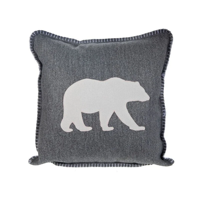 Bear Print Worsted Fabric Cushion (gray) - Set Of 2