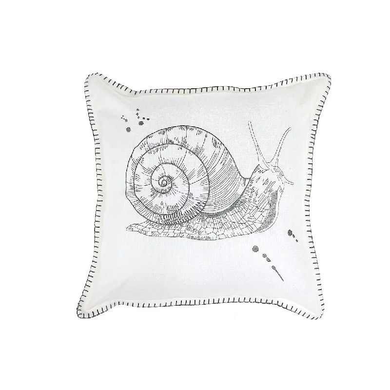 Blanket Stitch Embroidered Cushion Snail 18 X 18 - Set of 2