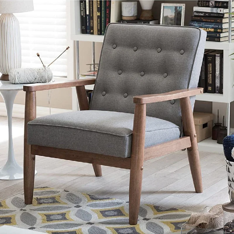 Amazing Wide Tufted back Wooden Cushion Chair