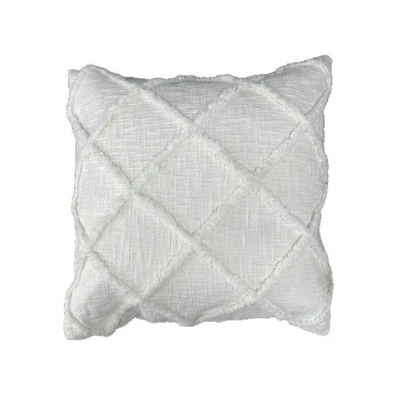 Cotton Slub Yarn Cushion (Diamond) (Ivory) - Set of 2