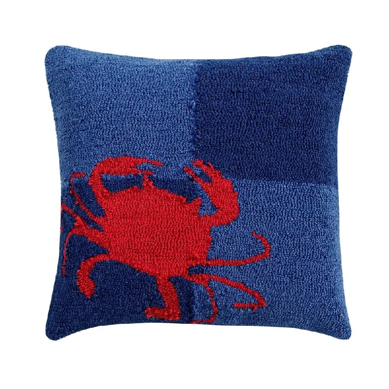 Crab 18" Square Hand-Hooked Cushion