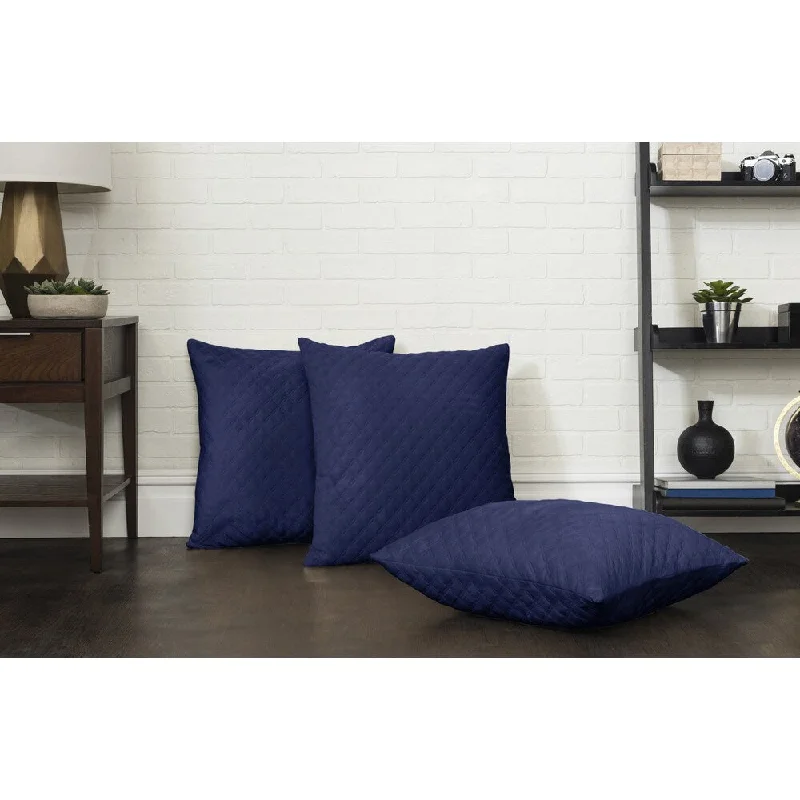 Floor Cushion - Square 24" inches x 24" inches - Quilted Velvet Fabric with Polyester Filling, Solid Color Patriot Blue