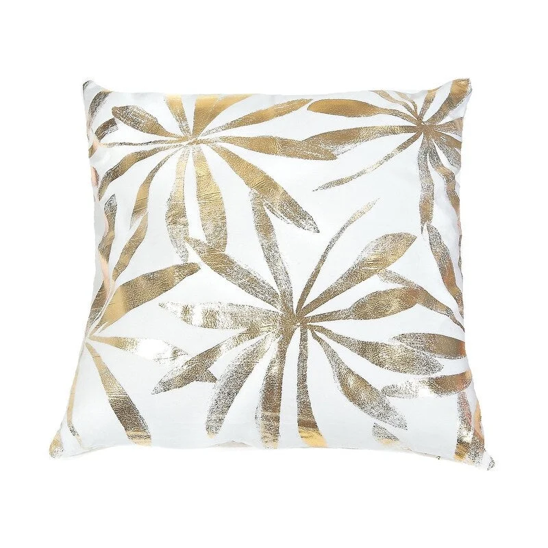 Gold Leaf Cushion With Side Zipper - Set Of 2