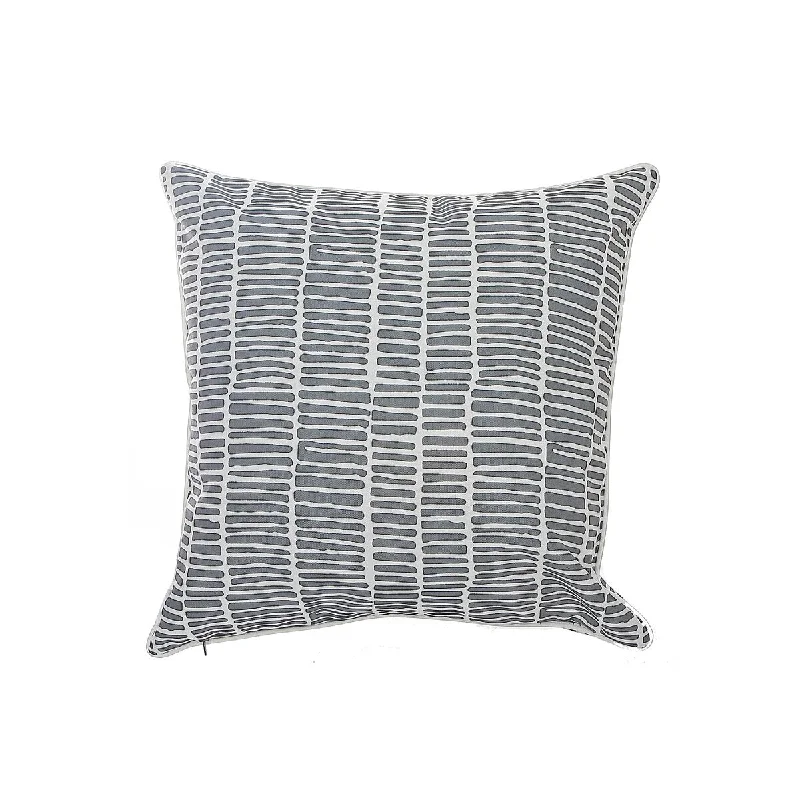 IH Casa Decor Cross Stripes Outdoor Waterproof Cushion Charcoal Gray - Set of 2