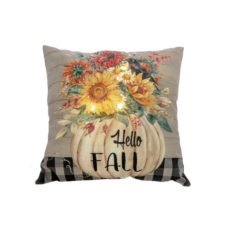 Led Velvet Cushion (Hello Fall Bouquet) (18 X 18) - Set of 2