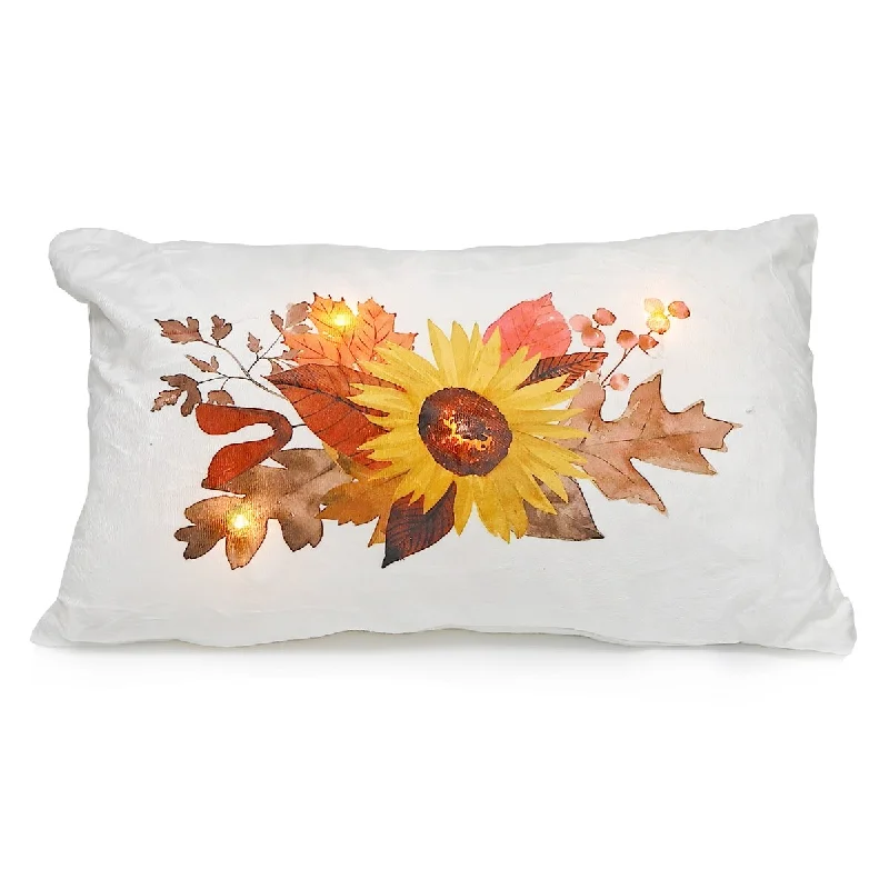 Led Velvet Cushion Thankful Sunflower 12X20 - Set of 2