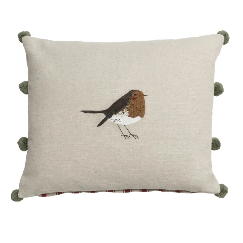 Robin Linen Blend Embroidered Cushion