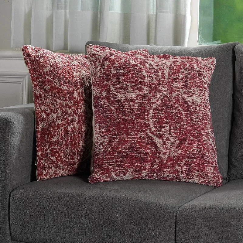 Shop LC Set of 2 Rust Jacquard Woven Cushion Cover Wrinkle Resistant Ultra Soft