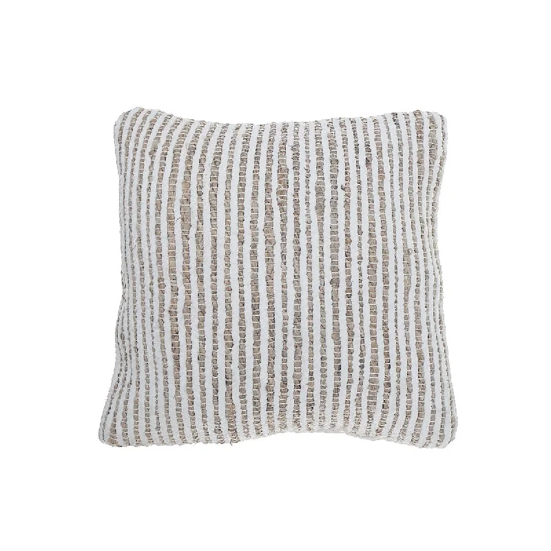 White Natural Micro Chenille & Jute Cushion 18 X 18 - Set of 2