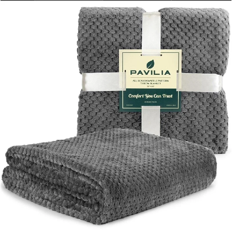 Charcoal Waffle Knit Throw Blanket 50" x 60"