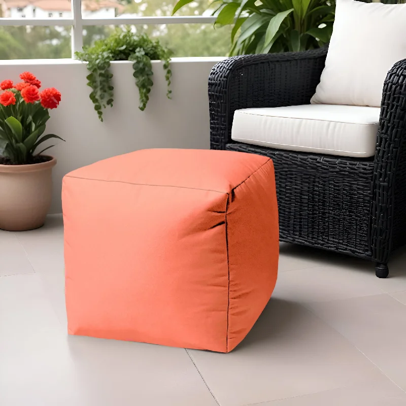 Cool Flamingo Solid Color Indoor Outdoor Pouf Cover - Coral