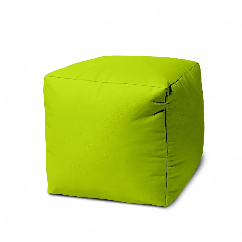 Cool Lemongrass Solid Color Indoor Outdoor Pouf Cover - Green