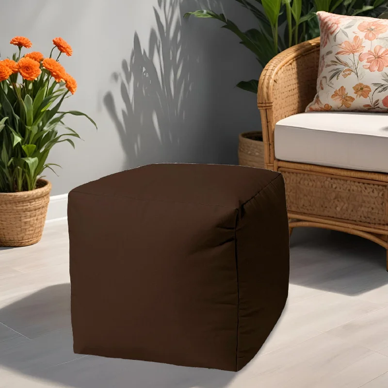 Cool Solid Color Indoor Outdoor Pouf Cover - Dark Chocolate Brown