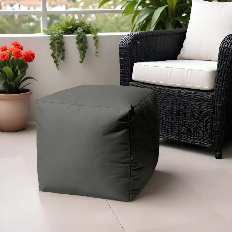 Cool Solid Color Indoor Outdoor Pouf Cover - Dark Gray