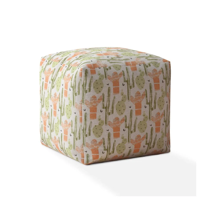 Cotton Cactus Pouf Cover - Orange