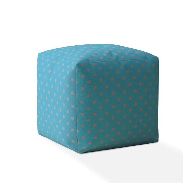 Cotton Polka Dots Pouf Cover - Blue / Gray