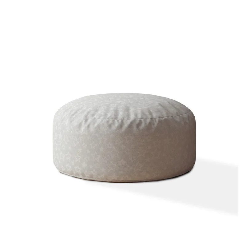 Cotton Round Abstract Pouf Cover - Gray