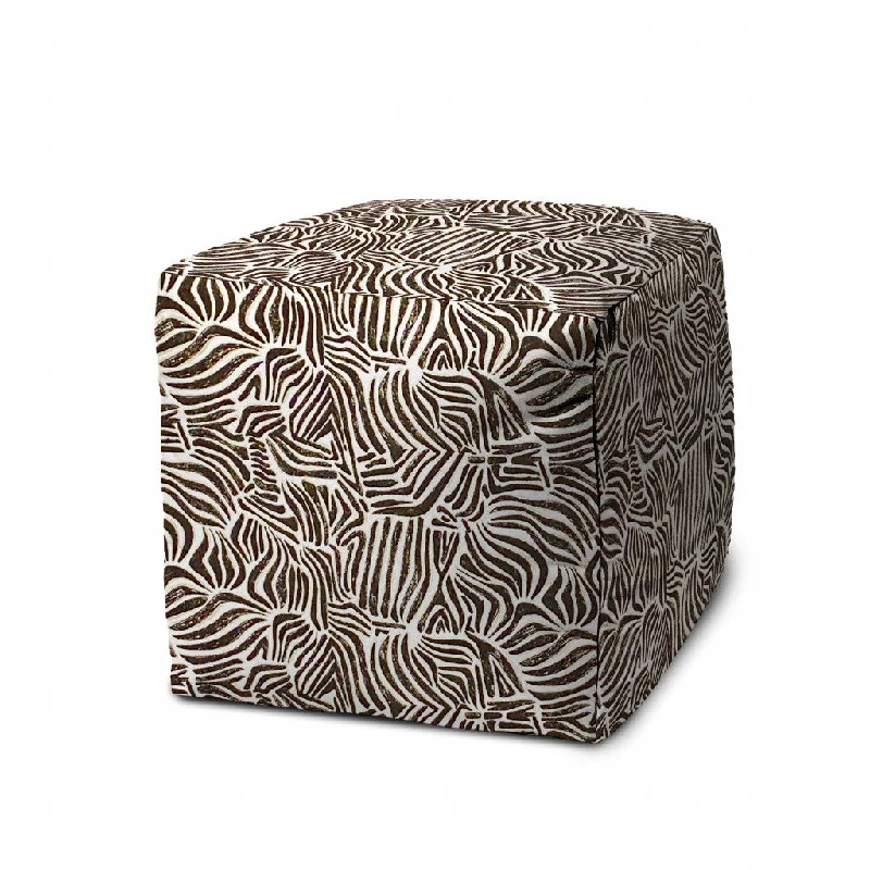 Cube Abstract Indoor Outdoor Pouf Cover - Black