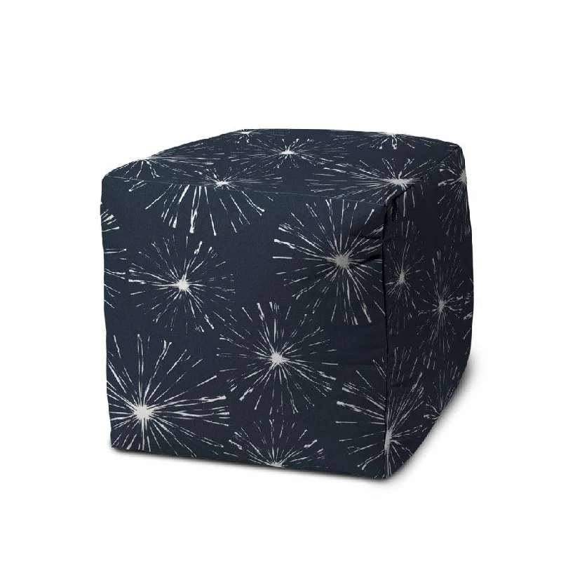 Cube Geometric Indoor / Outdoor Pouf Cover - Blue