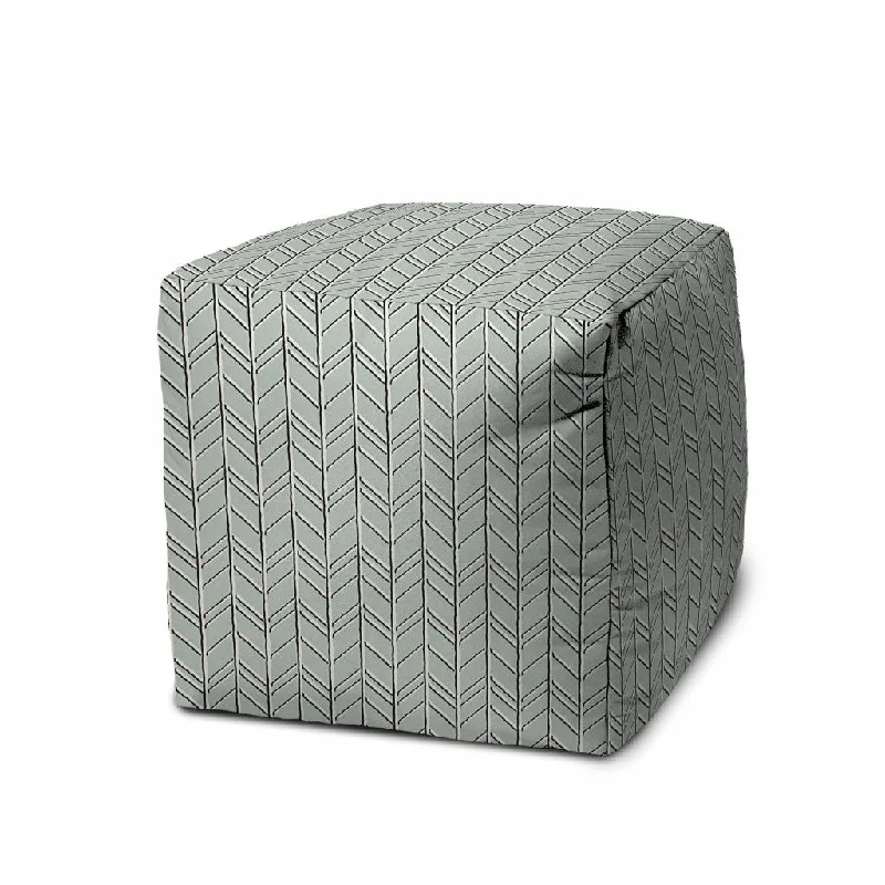 Cube Geometric Indoor Outdoor Pouf Cover - Green