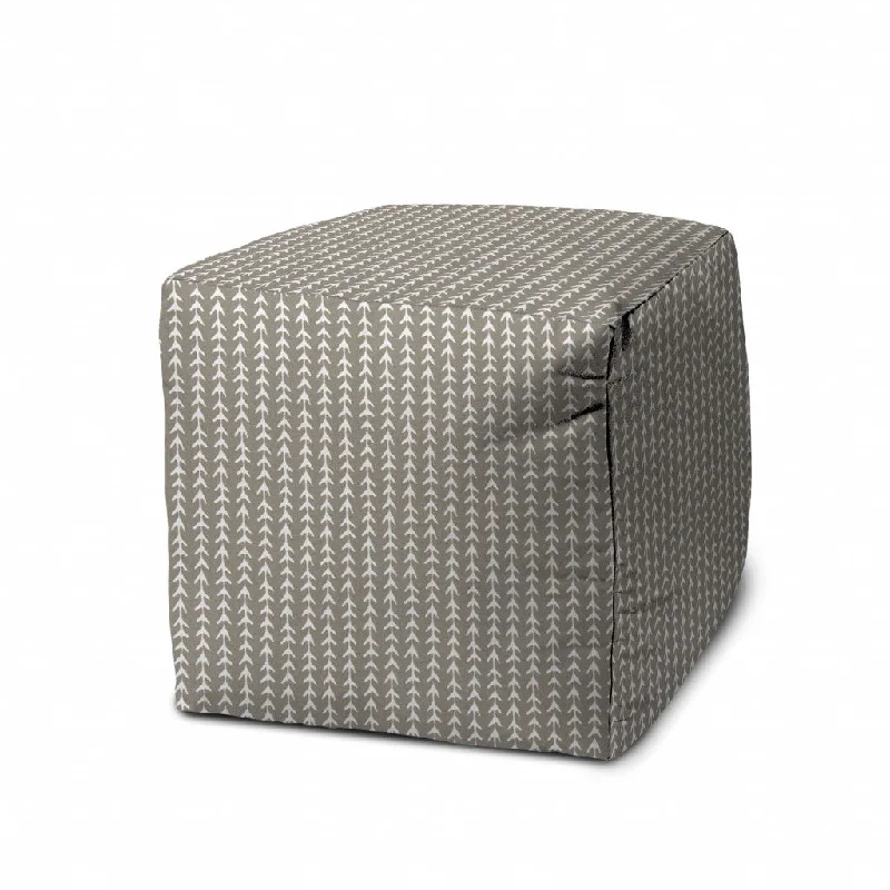 Cube Geometric, Indoor Outdoor Pouf Cover - Taupe