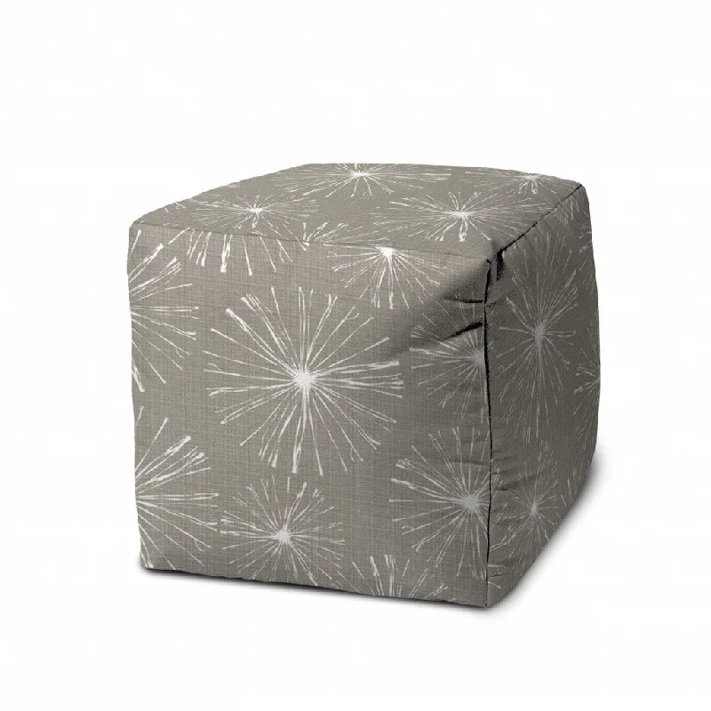 Cube Geometric Indoor / Outdoor Pouf Cover - Taupe