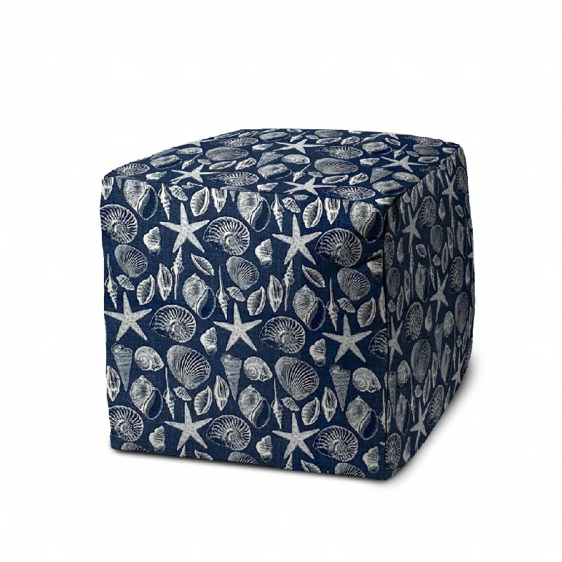 Cube, Indoor Outdoor Pouf Cover - Blue