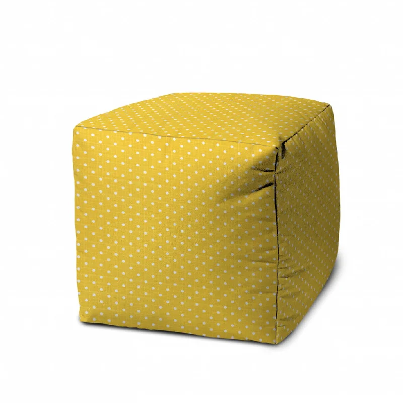 Cube Polka Dots Indoor Outdoor Pouf Cover - Yellow