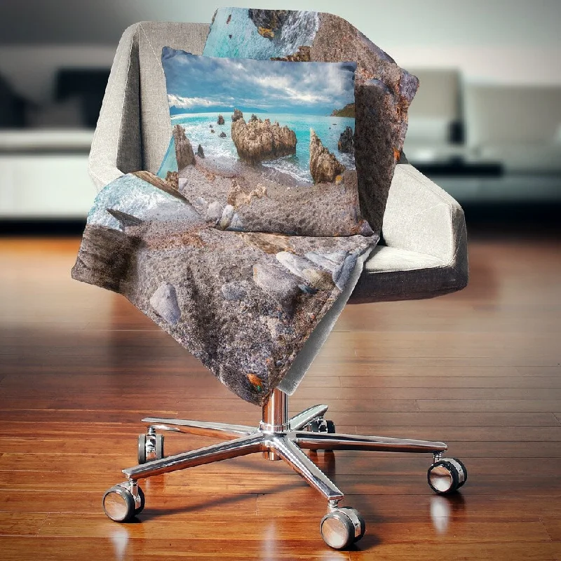 Designart 'Blue Volcanic Beach' Seashore Photography Throw Blanket