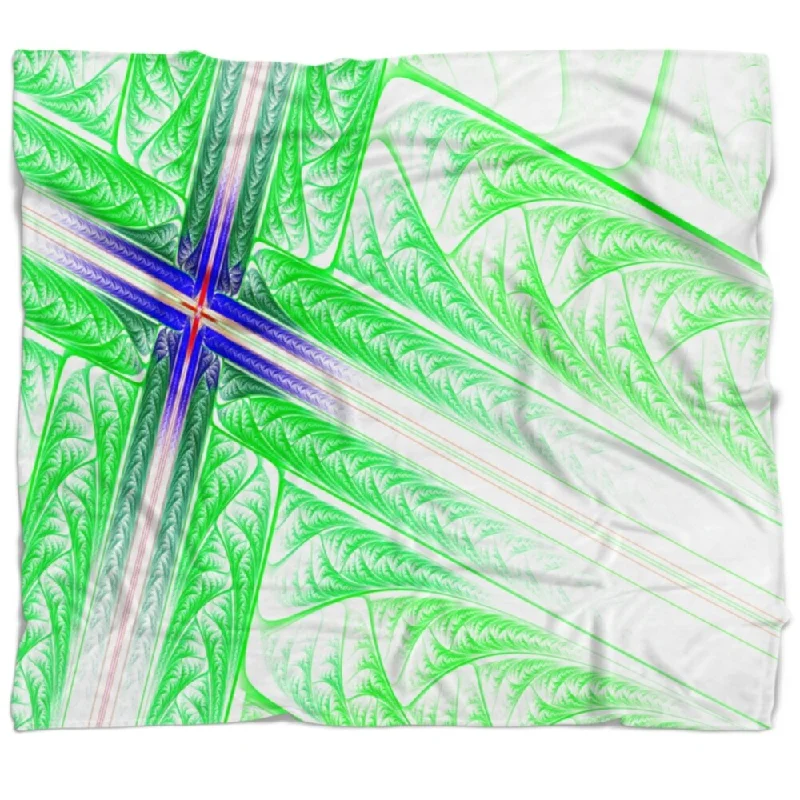 Designart 'Bright Green Fractal Cross Design' Abstract Throw Blanket