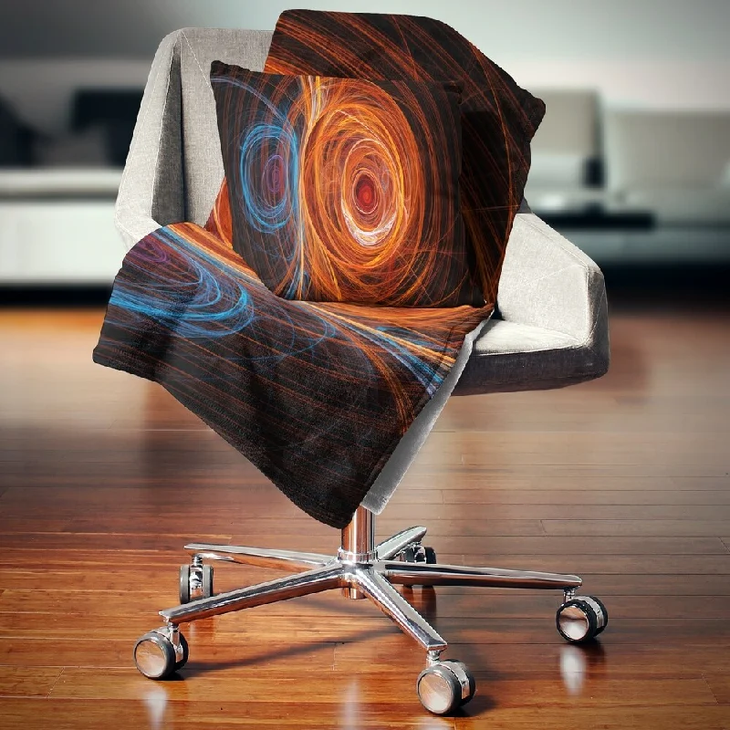 Designart 'Brown Abstract Fractal Circles' Abstract Throw Blanket