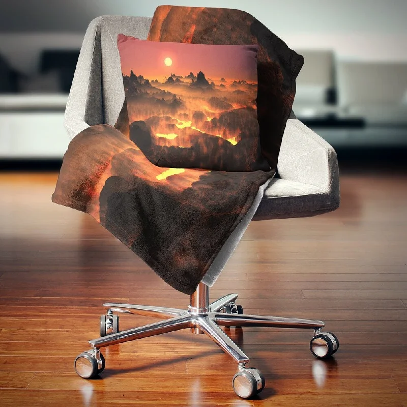 Designart 'Burning Volcano Country' Landscape Fleece Throw Blanket